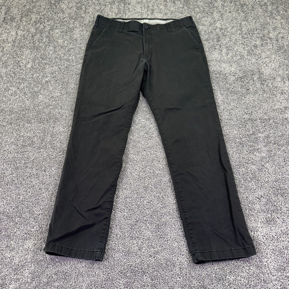Lee Slim Straight Mens 38x32 Black Chino Pants